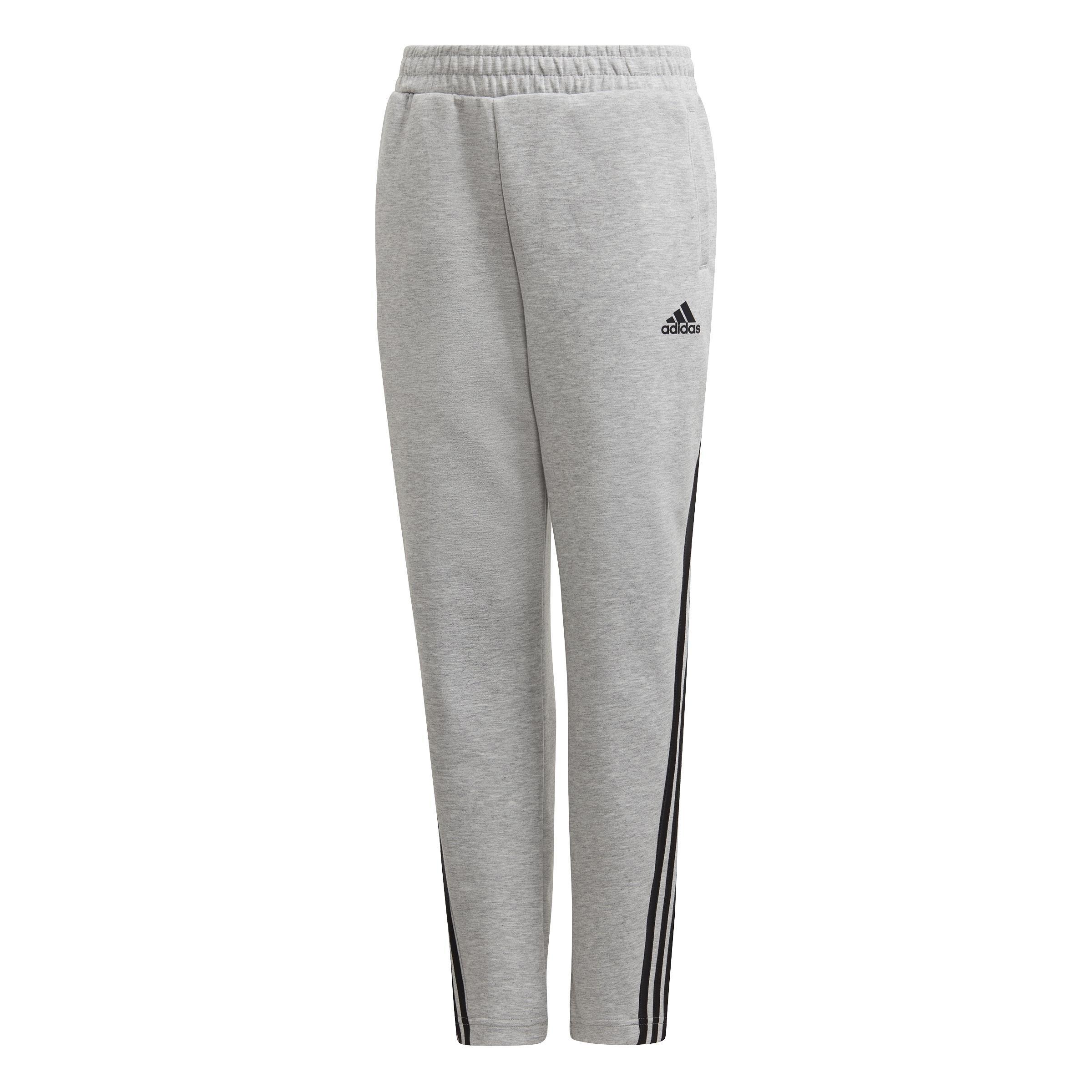 Kids 3-Stripes Doubleknit Tapered Leg Tracksuit Bottoms, Grey, A901_ONE, large image number 0