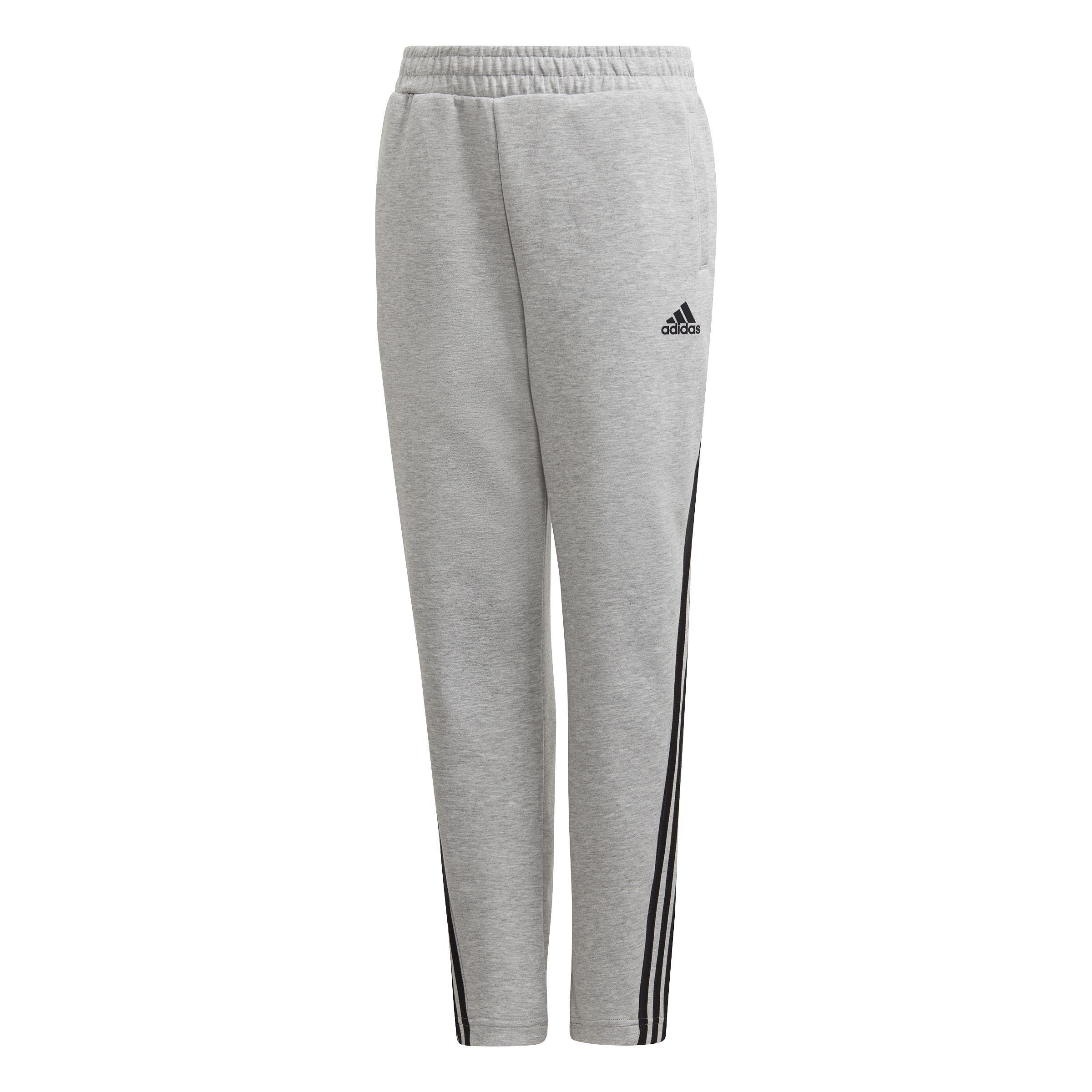 Kids 3-Stripes Doubleknit Tapered Leg Tracksuit Bottoms, Grey, A901_ONE, large image number 1