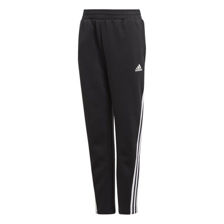 Kids Boys 3-Stripes Doubleknit Tapered Leg Tracksuit Bottoms, Black, A901_ONE, large image number 0