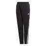 Kids Boys 3-Stripes Doubleknit Tapered Leg Tracksuit Bottoms, Black, A901_ONE, thumbnail image number 1