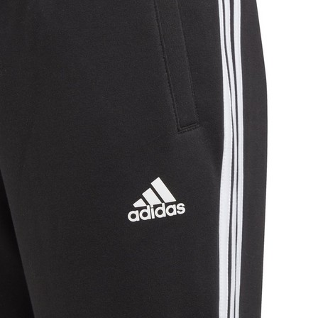 Kids Boys 3-Stripes Doubleknit Tapered Leg Tracksuit Bottoms, Black, A901_ONE, large image number 3