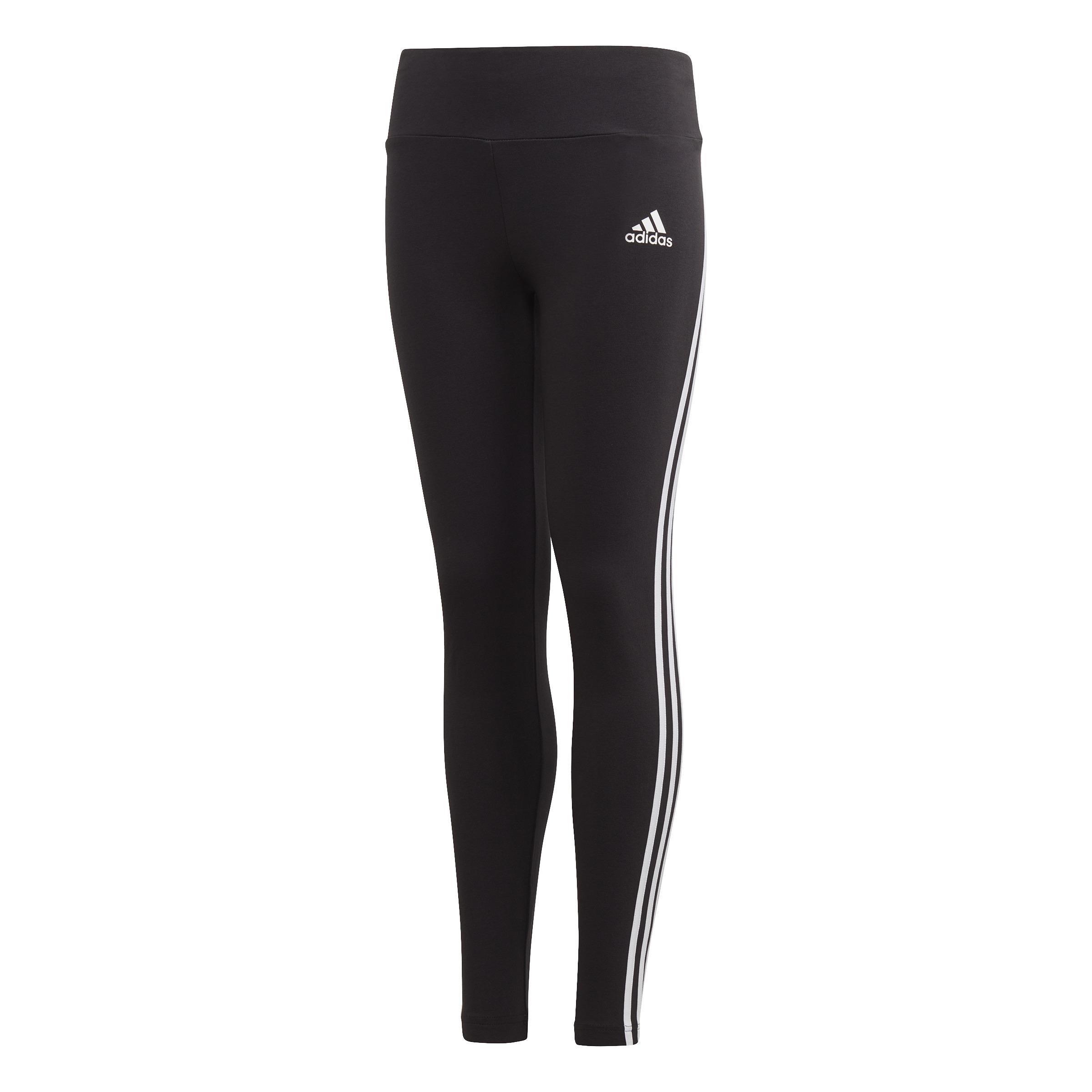 Kids 3-Stripes Cotton Leggings, Black, , large image number 0