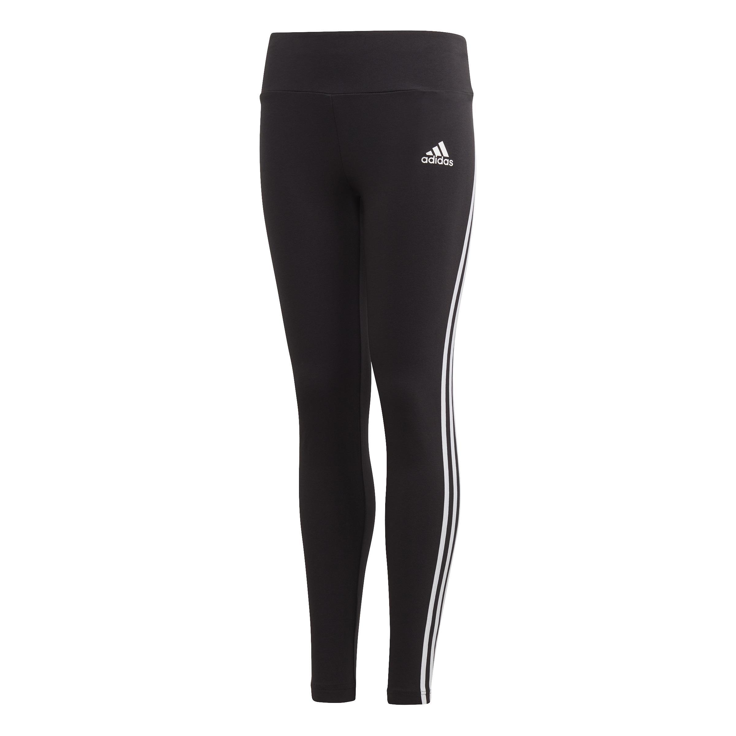 Kids 3-Stripes Cotton Leggings, Black, , large image number 1
