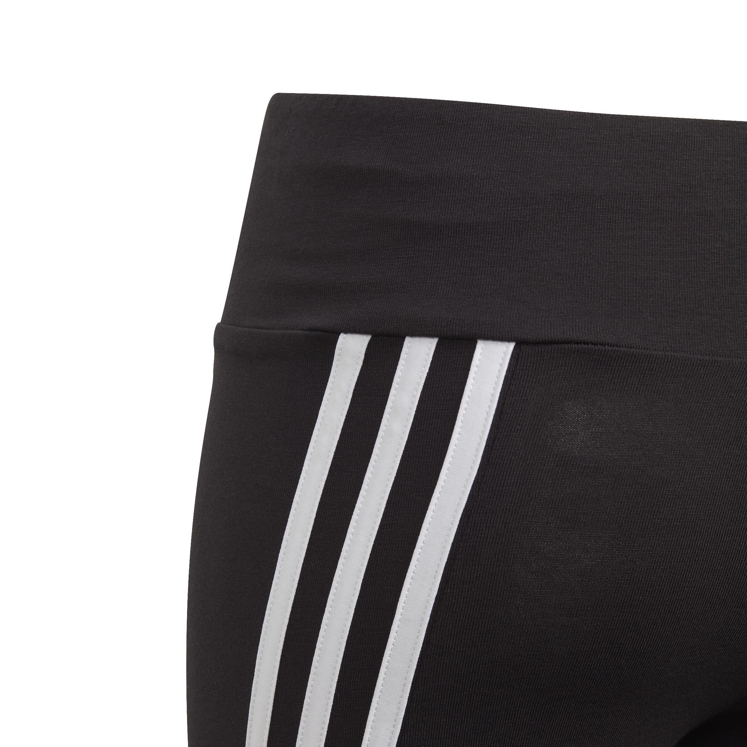 Kids 3-Stripes Cotton Leggings, Black, , large image number 4