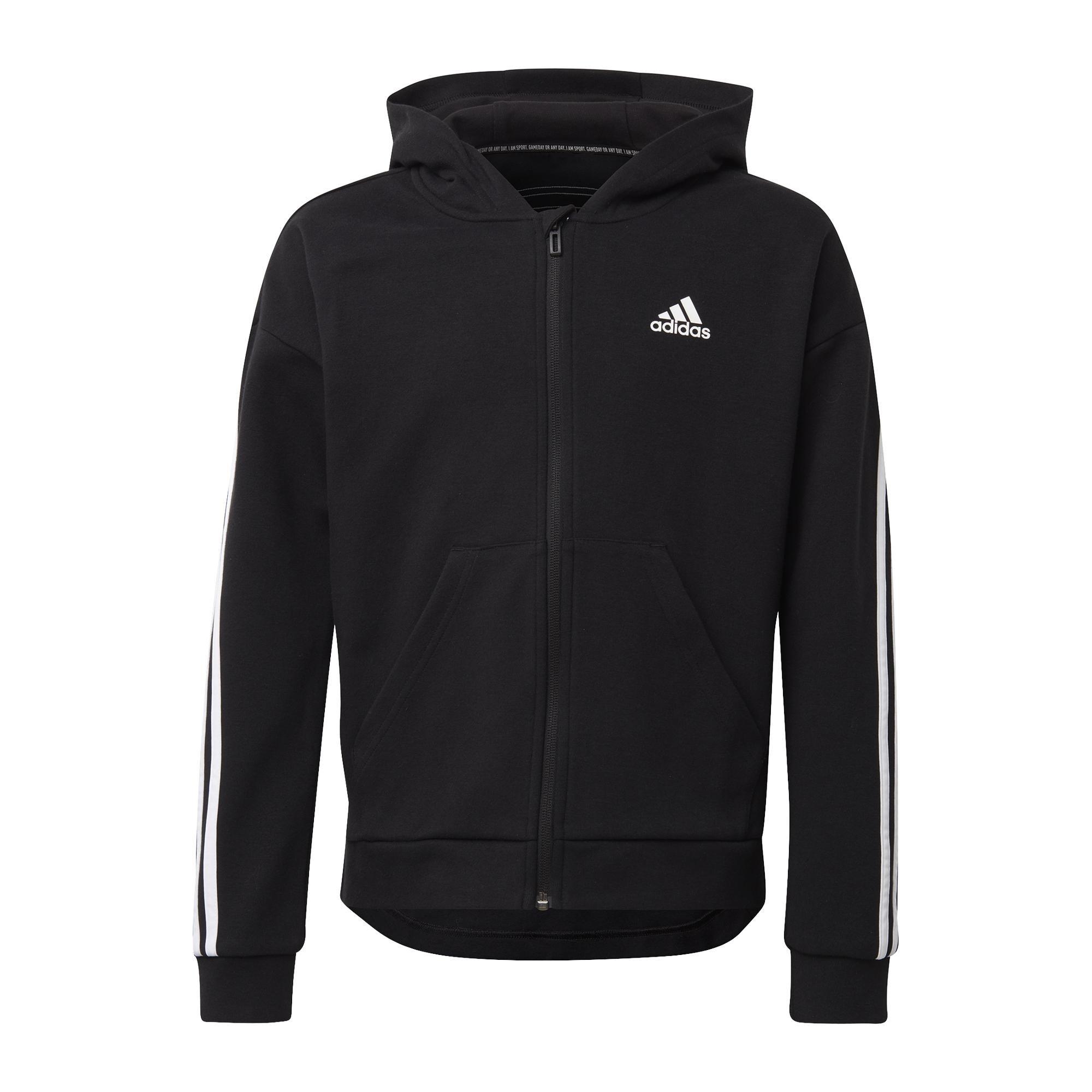 Kids 3-Stripes Full-Zip Hoodie, Black, A901_ONE, large image number 0