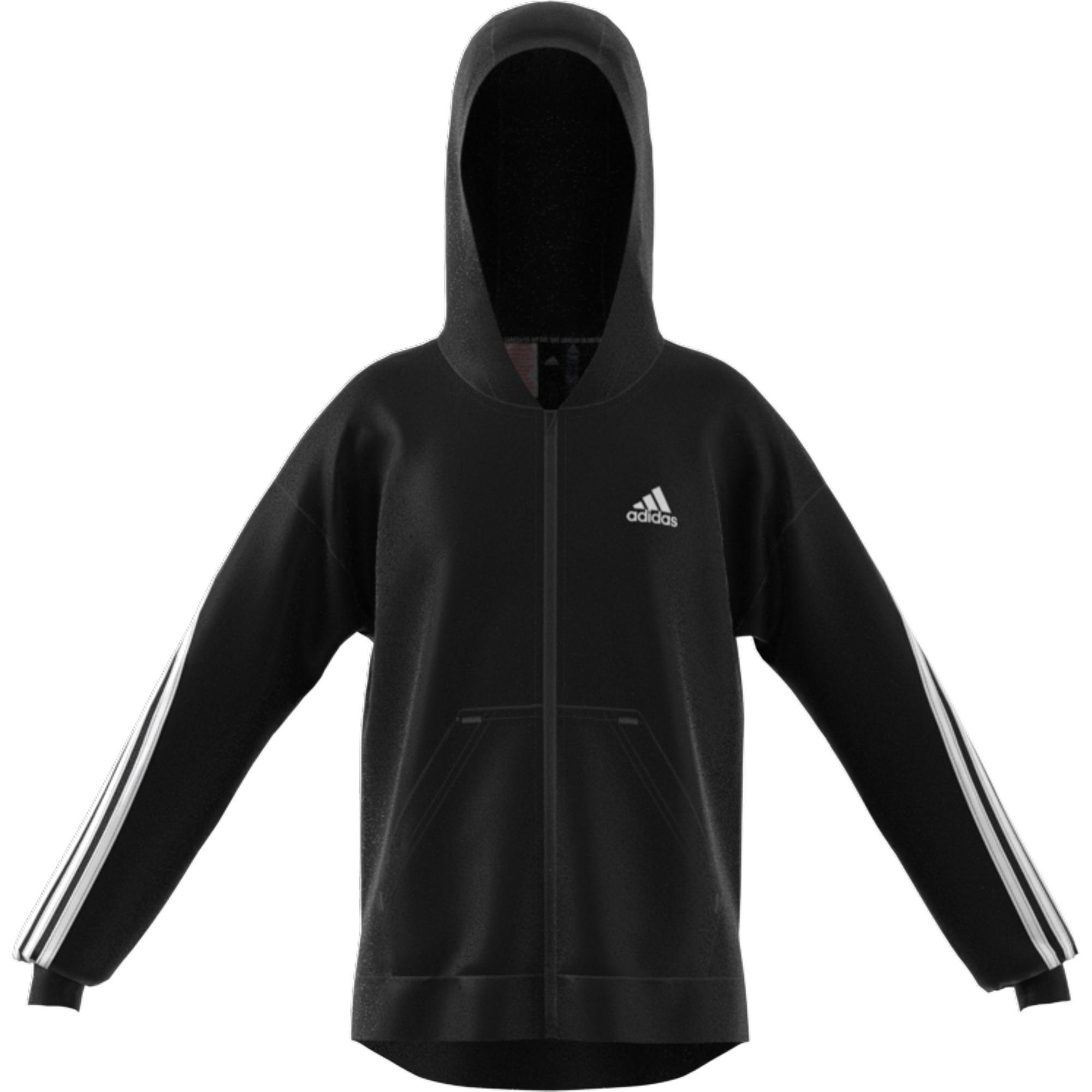 Kids 3-Stripes Full-Zip Hoodie, Black, A901_ONE, large image number 2