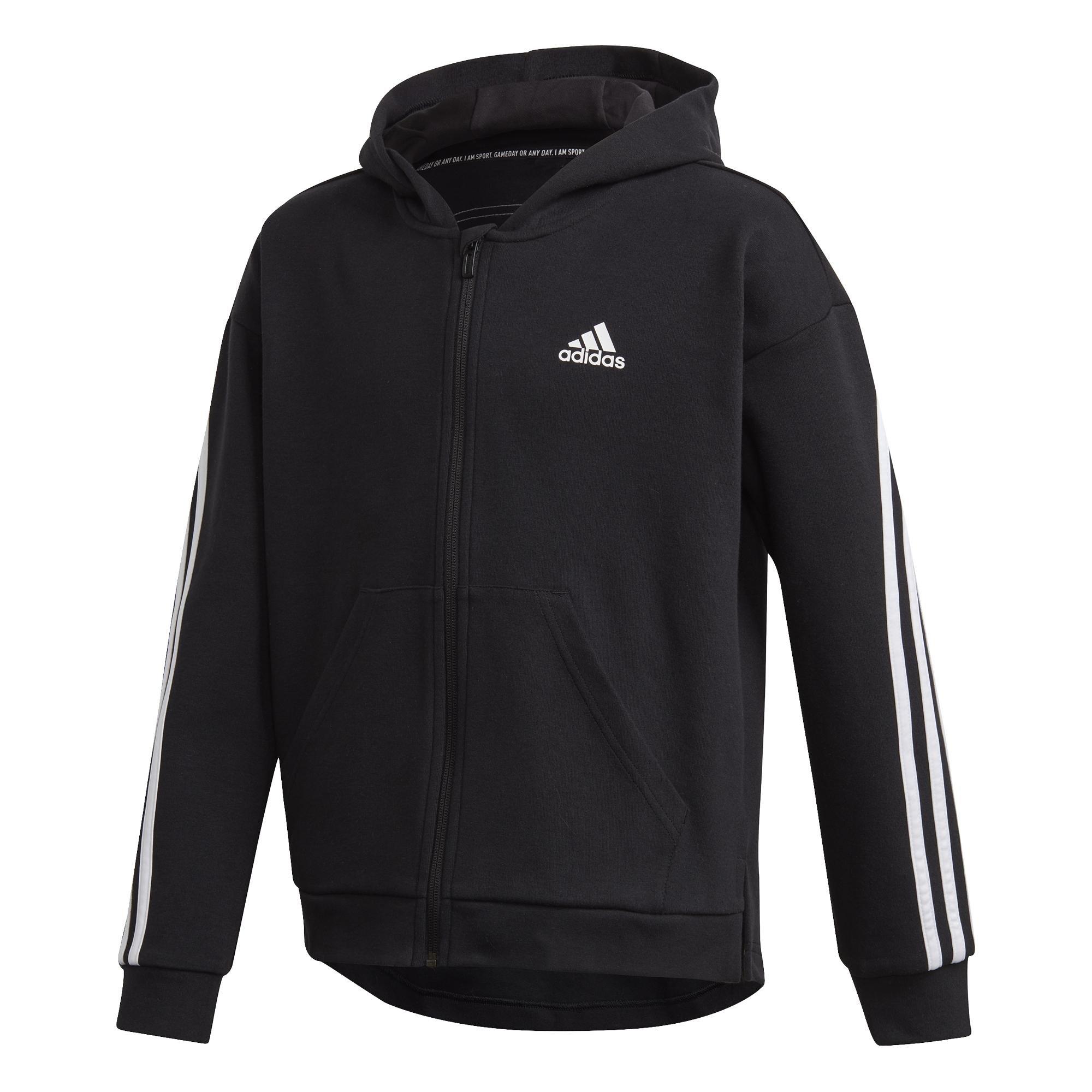 Kids 3-Stripes Full-Zip Hoodie, Black, A901_ONE, large image number 3