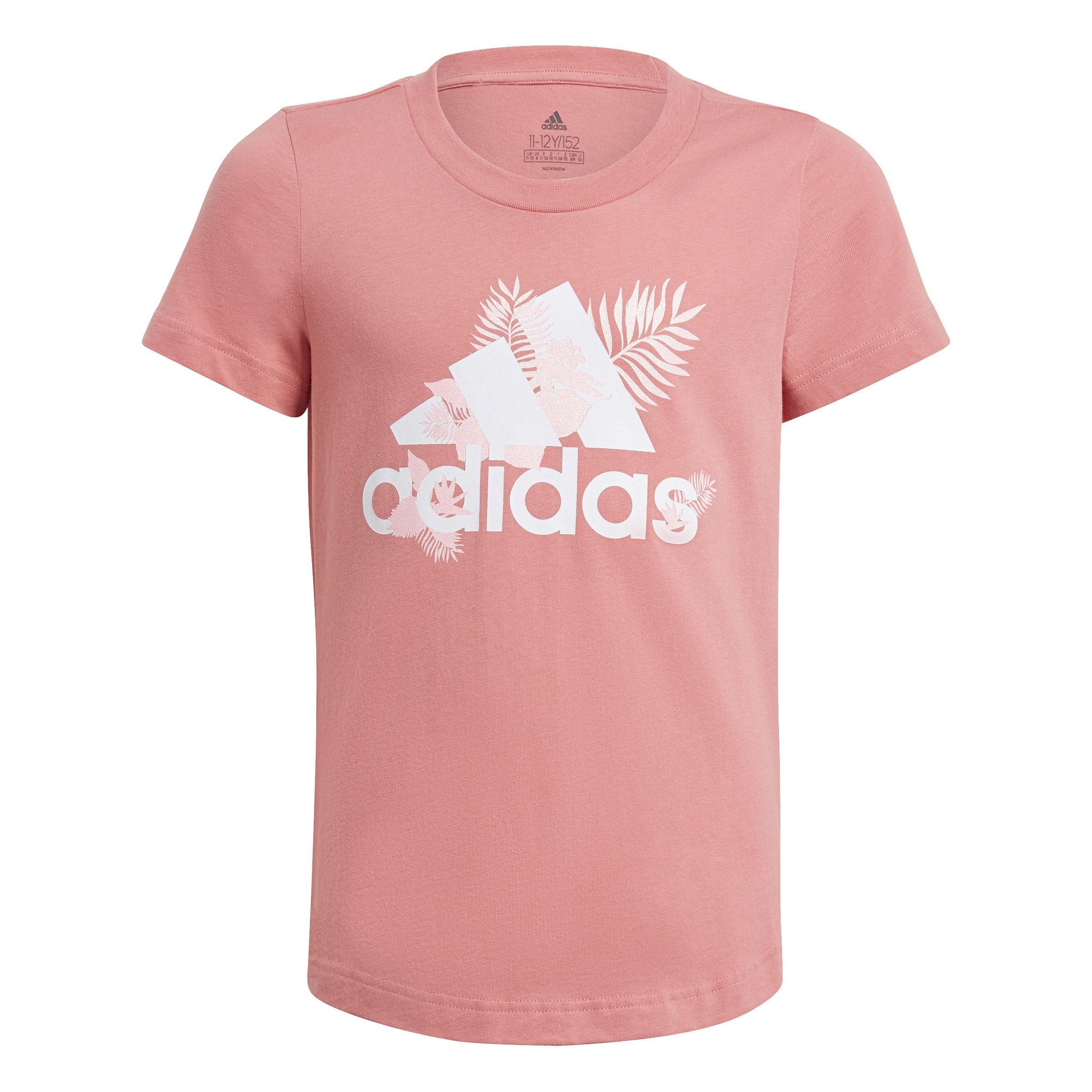 Girls pink store adidas shirt