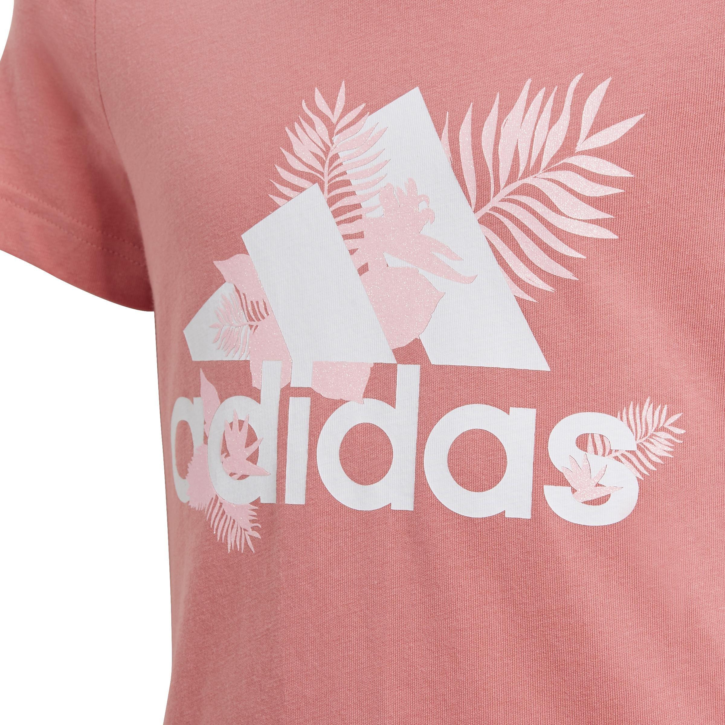 Kids Tropical Sports Graphic T-Shirt, Pink, , large image number 4