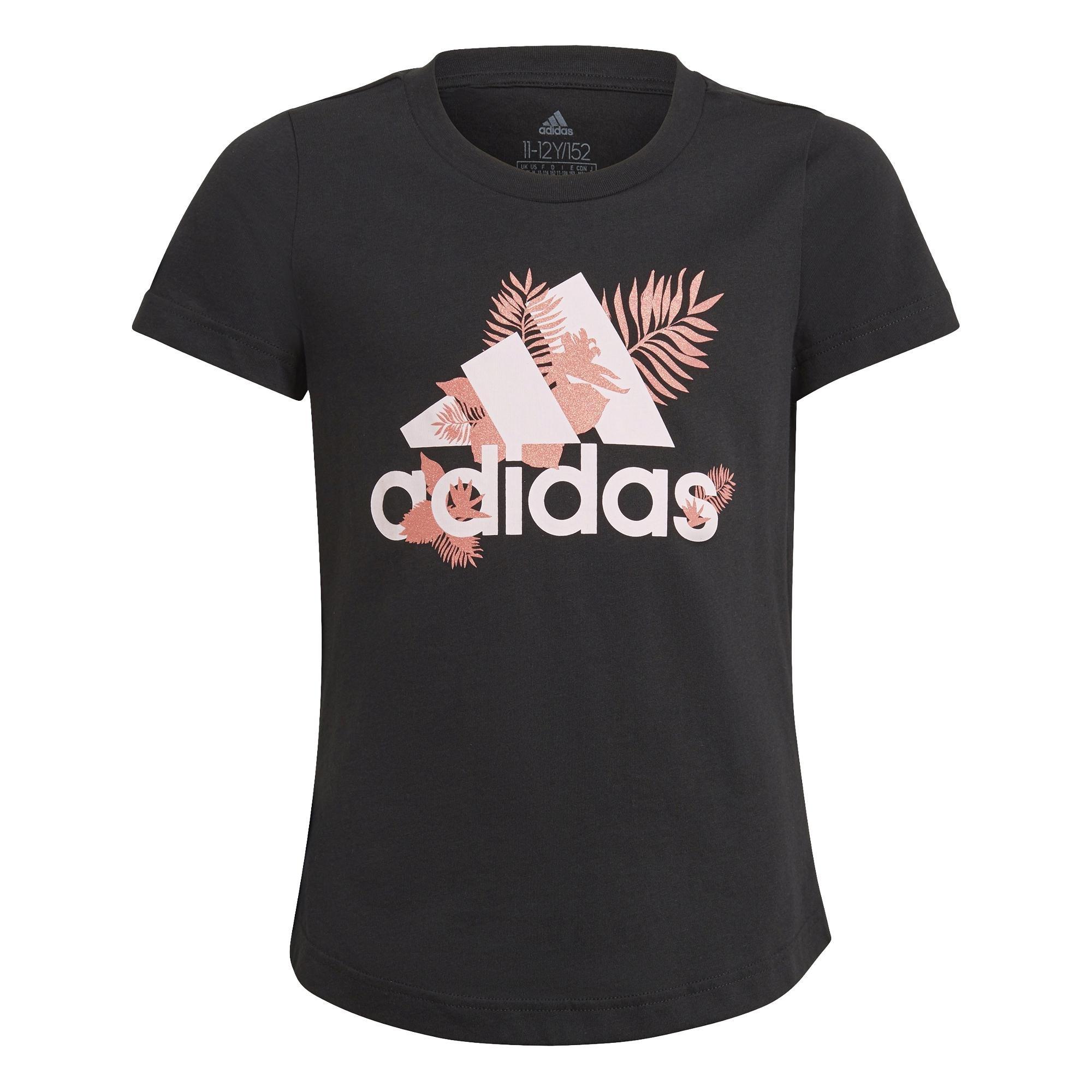 Kids Girls Tropical Sports Graphic T-Shirt, Black, A901_ONE, large image number 0