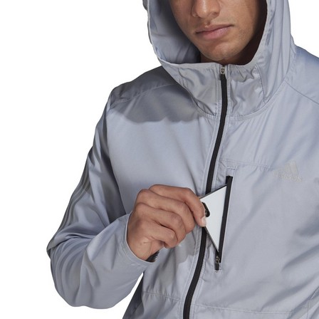 Men Own The Run Hooded Windbreaker, Grey, A901_ONE, large image number 1