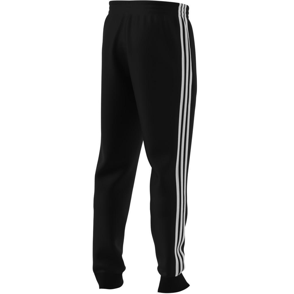 Essentials Fleece Tapered Cuff 3-Stripes Pants, Black, A901_ONE, large image number 3