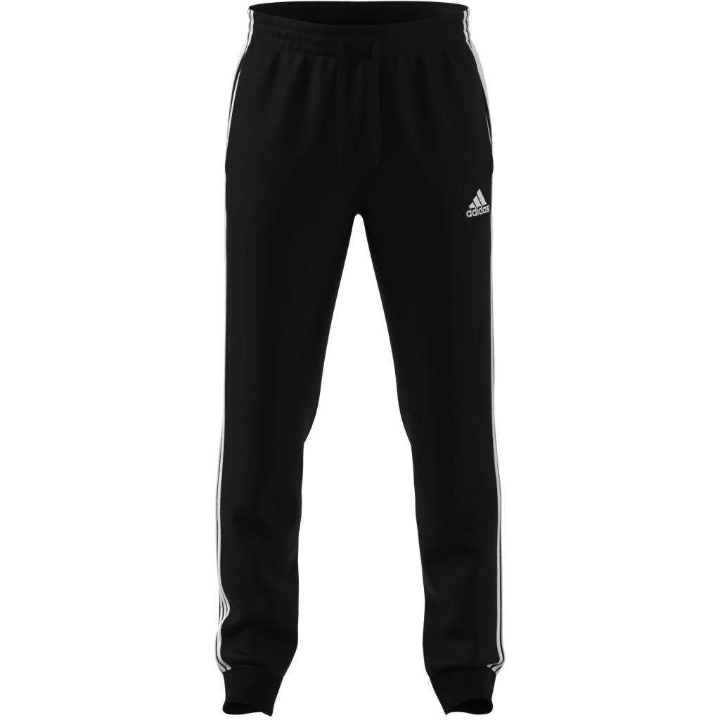 Essentials Fleece Tapered Cuff 3-Stripes Pants, Black, A901_ONE, large image number 4