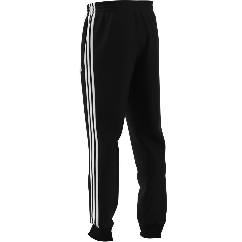 Essentials Fleece Tapered Cuff 3-Stripes Pants, Black, A901_ONE, large image number 6