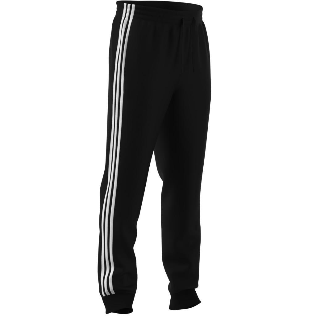 Essentials Fleece Tapered Cuff 3-Stripes Pants, Black, A901_ONE, large image number 7