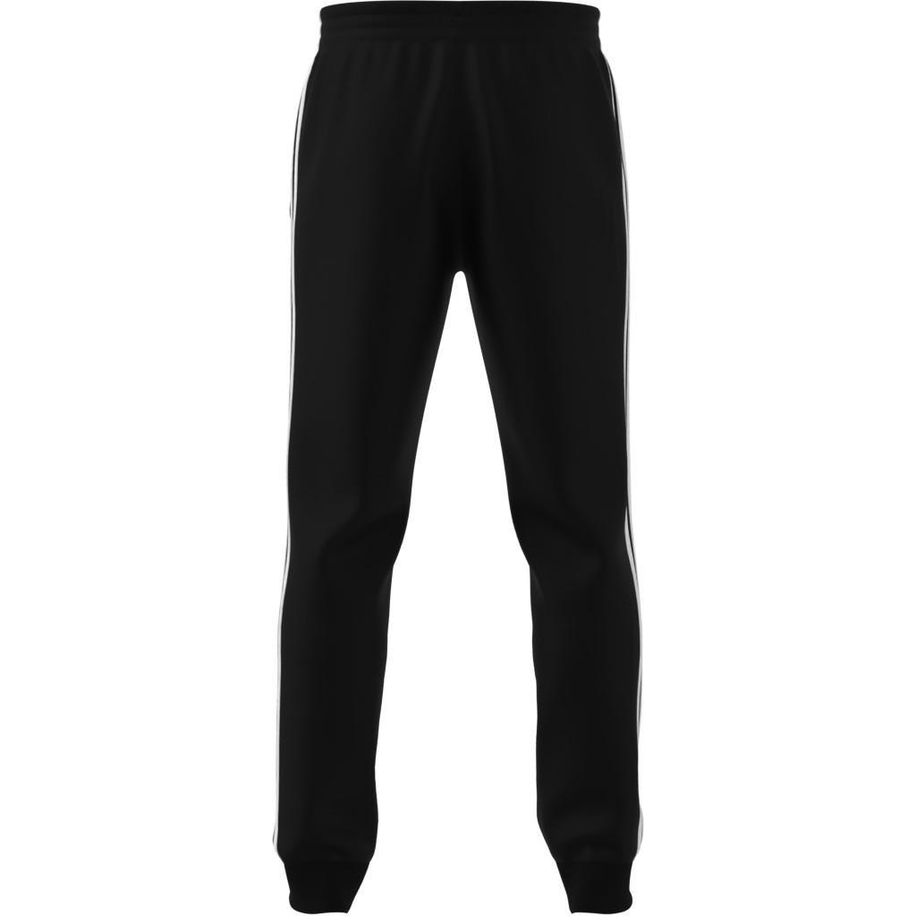 Essentials Fleece Tapered Cuff 3-Stripes Pants, Black, A901_ONE, large image number 8