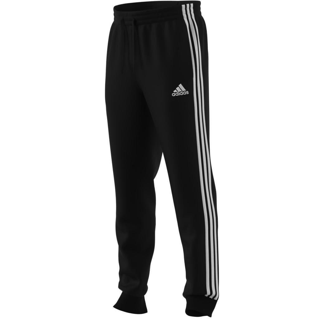 Essentials Fleece Tapered Cuff 3-Stripes Pants, Black, A901_ONE, large image number 9