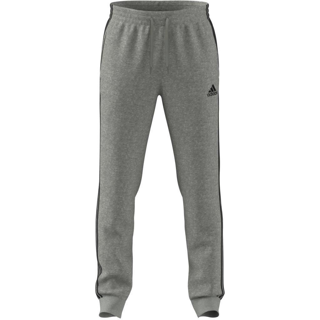 Essentials Fleece Tapered Cuff 3-Stripes Pants, Grey, A901_ONE, large image number 3