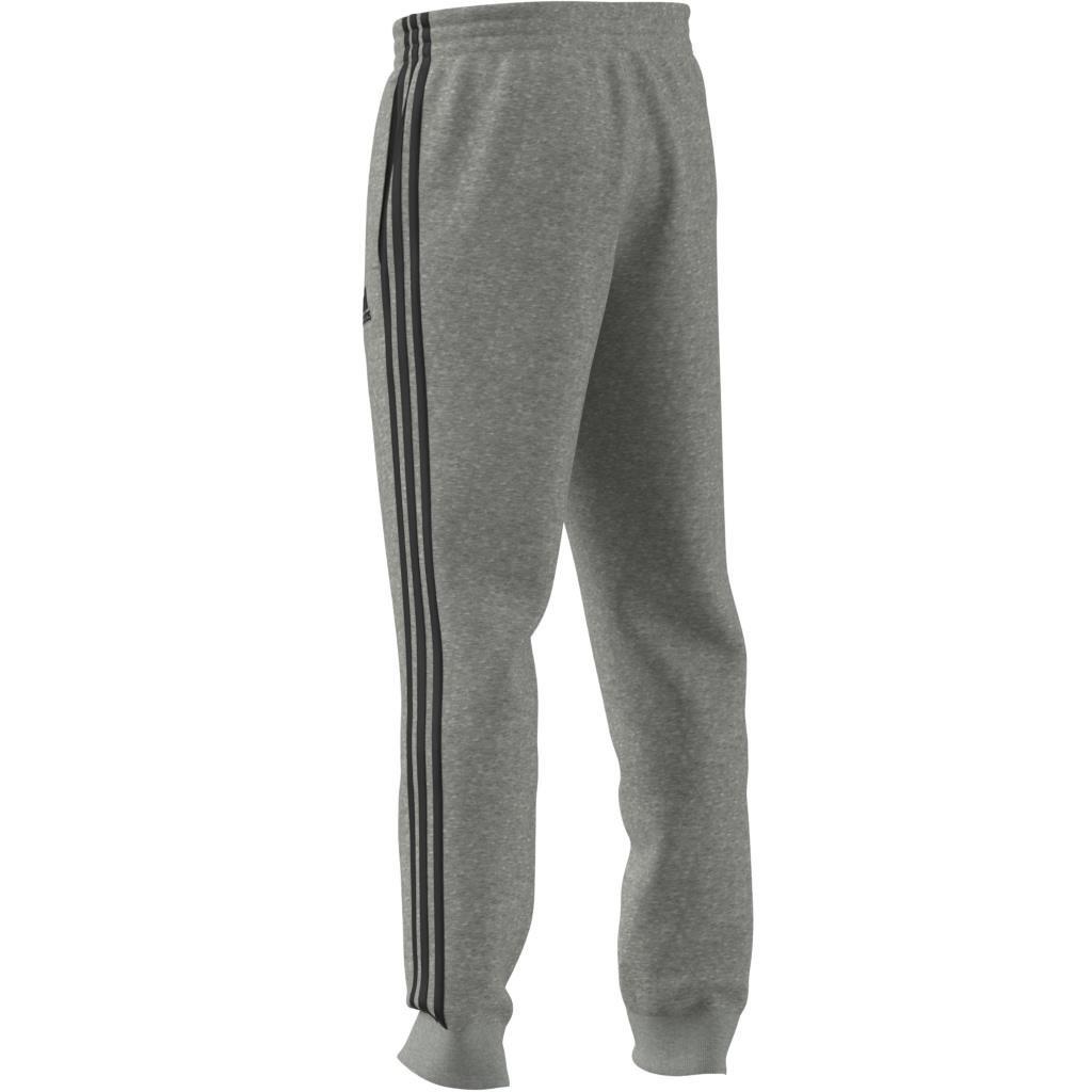 Essentials Fleece Tapered Cuff 3-Stripes Pants, Grey, A901_ONE, large image number 4