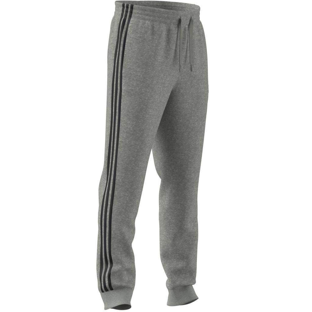 Essentials Fleece Tapered Cuff 3-Stripes Pants, Grey, A901_ONE, large image number 7