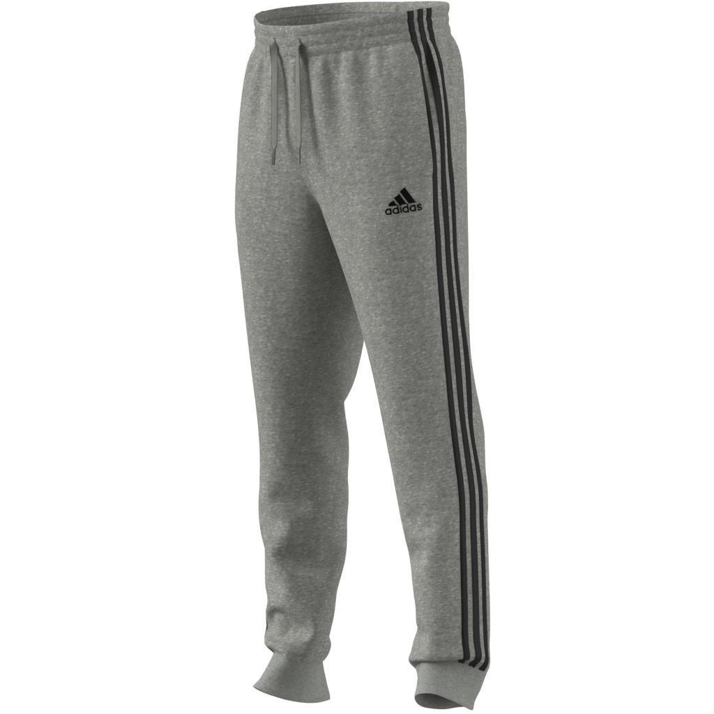 Essentials Fleece Tapered Cuff 3-Stripes Pants, Grey, A901_ONE, large image number 9