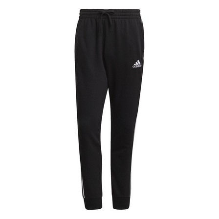 Men Essentials French Terry Tapered Cuff 3-Stripes Joggers, Black, A901_ONE, large image number 1