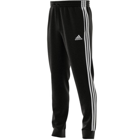 Men Essentials French Terry Tapered Cuff 3-Stripes Joggers, Black, A901_ONE, large image number 2