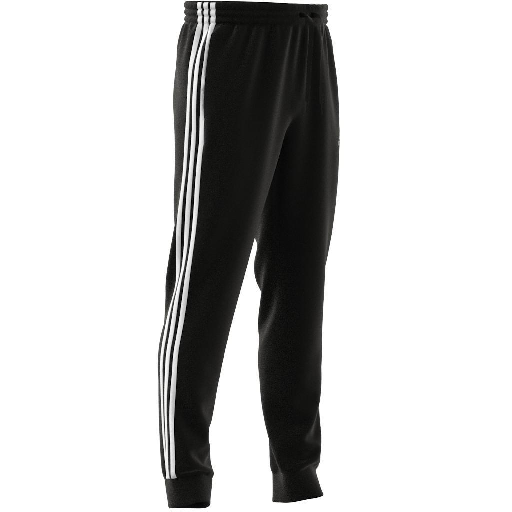 Men Essentials French Terry Tapered Cuff 3-Stripes Joggers, Black, A901_ONE, large image number 3