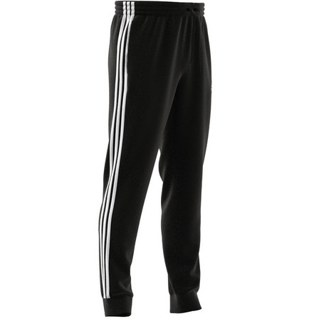 Men Essentials French Terry Tapered Cuff 3-Stripes Joggers, Black, A901_ONE, large image number 4