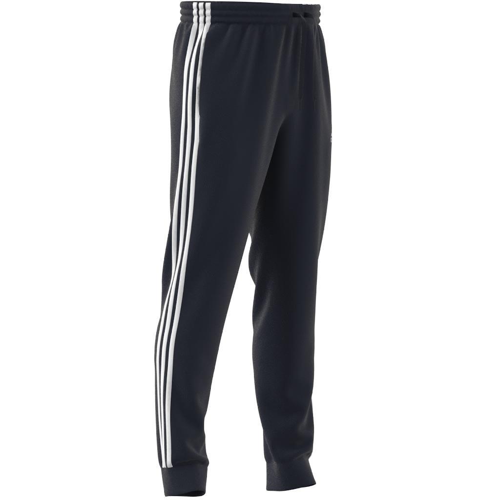 Essentials French Terry Tapered Cuff 3-Stripes Joggers, Blue, A901_ONE, large image number 4