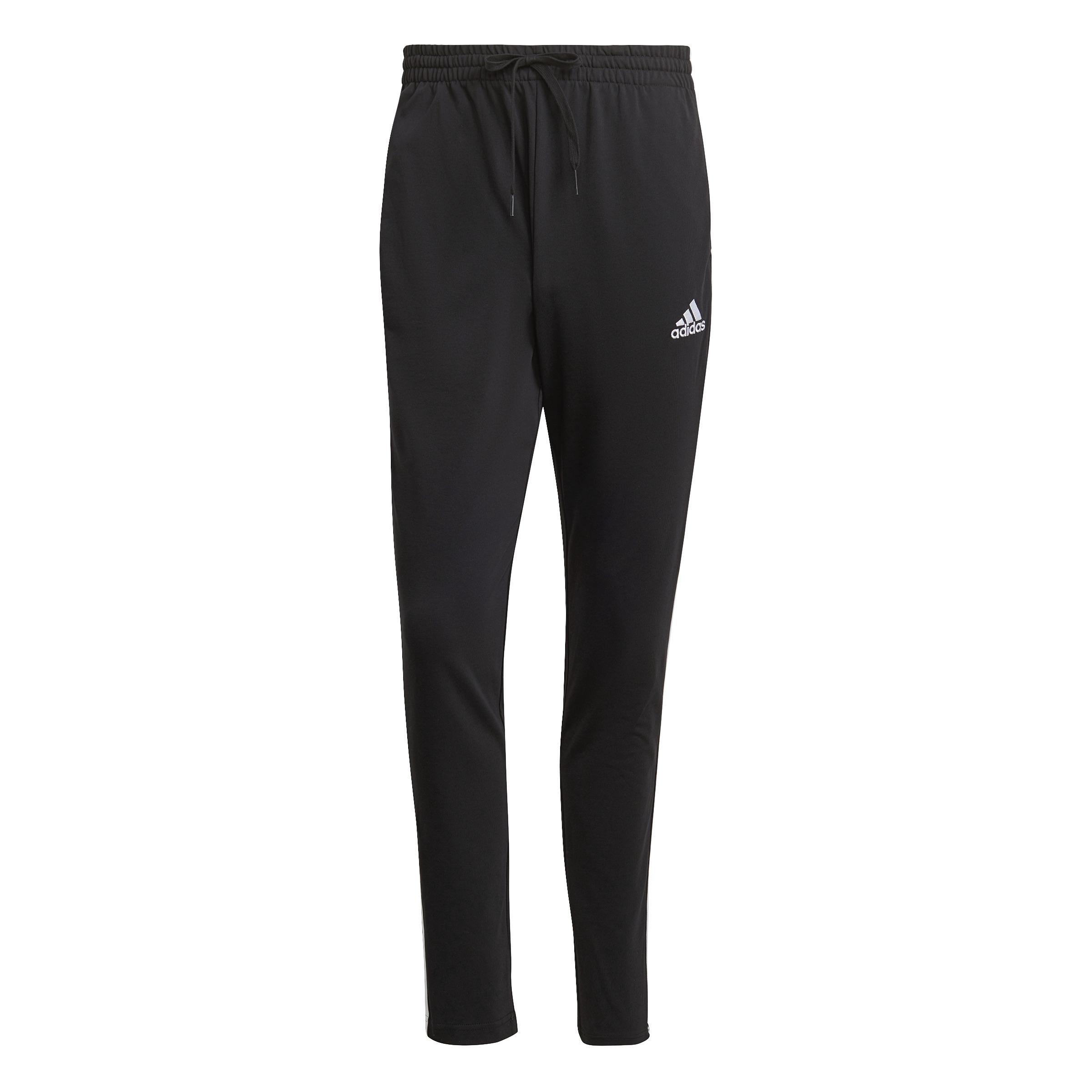 Essentials Single Jersey Tapered Open Hem 3-Stripes Joggers, Black, , large image number 0