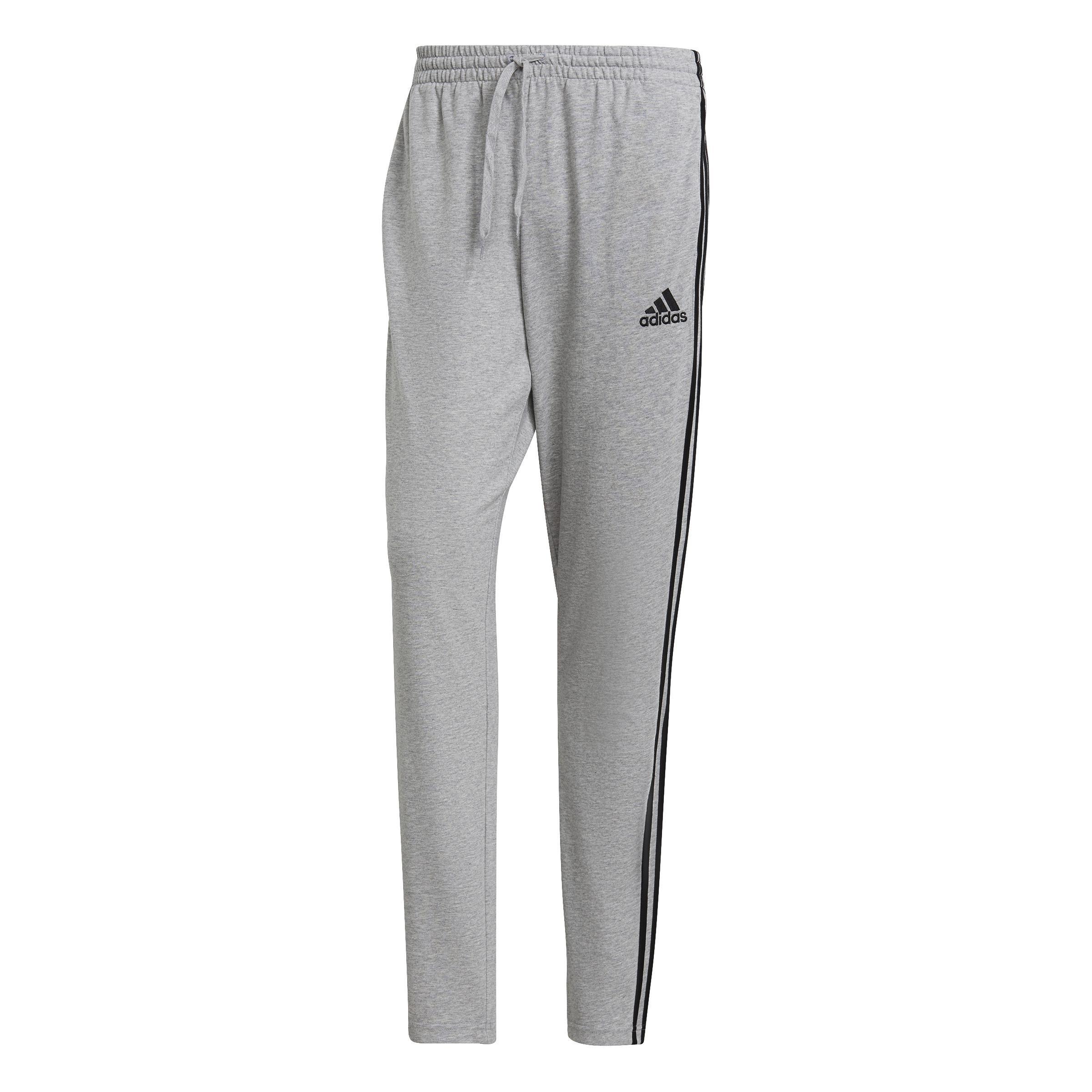 Men Essentials Single Jersey Tapered Open Hem 3-Stripes Joggers, Grey, A901_ONE, large image number 0