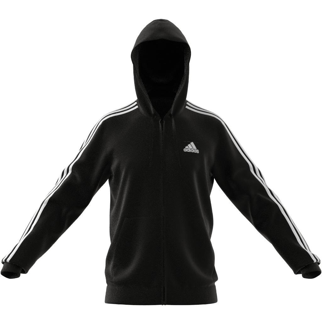 Men Essentials French Terry 3-Stripes Full-Zip Hoodie, Black, A901_ONE, large image number 1