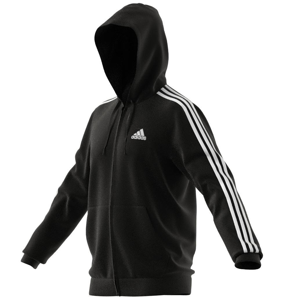 Men Essentials French Terry 3-Stripes Full-Zip Hoodie, Black, A901_ONE, large image number 5