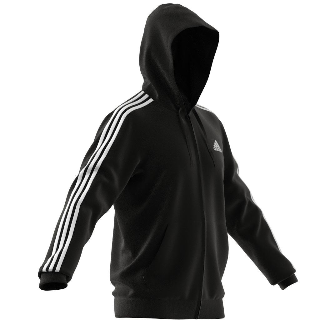 Men Essentials French Terry 3-Stripes Full-Zip Hoodie, Black, A901_ONE, large image number 8