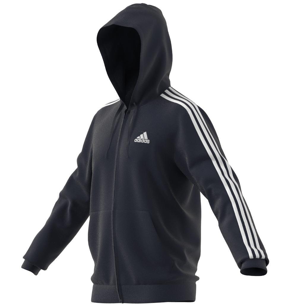 Essentials French Terry 3-Stripes Full-Zip Hoodie, Blue, , large image number 2