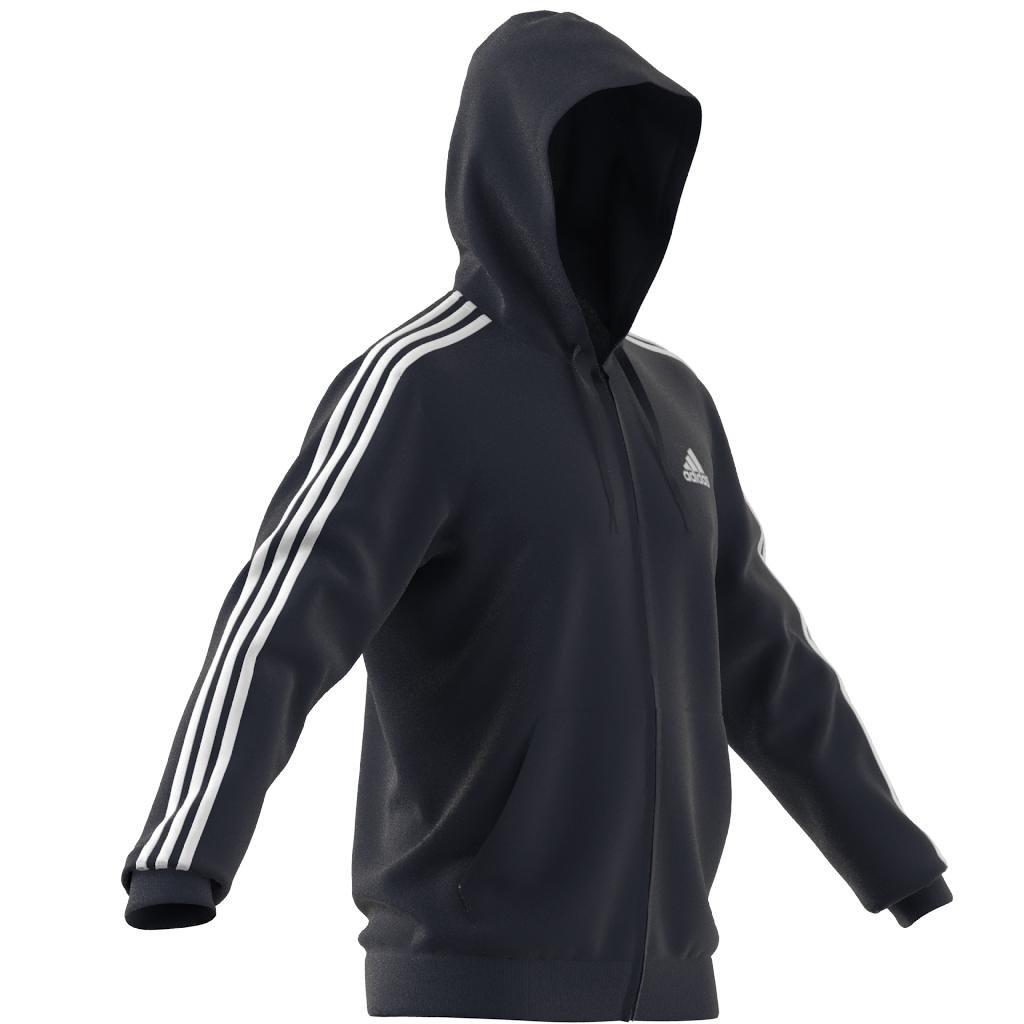 Essentials French Terry 3-Stripes Full-Zip Hoodie, Blue, , large image number 3