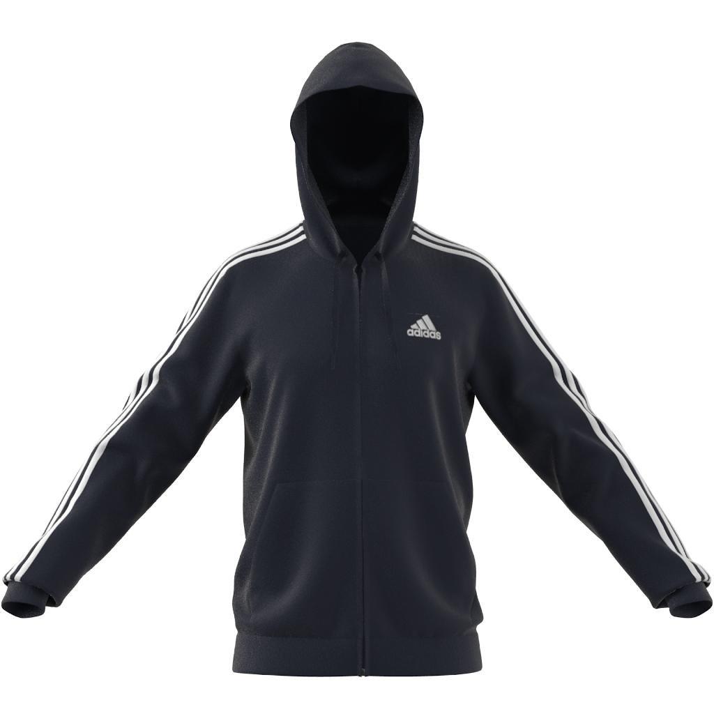 Essentials French Terry 3-Stripes Full-Zip Hoodie, Blue, , large image number 5