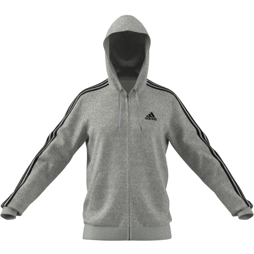 Essentials French Terry 3-Stripes Full-Zip Hoodie, Grey, , large image number 4
