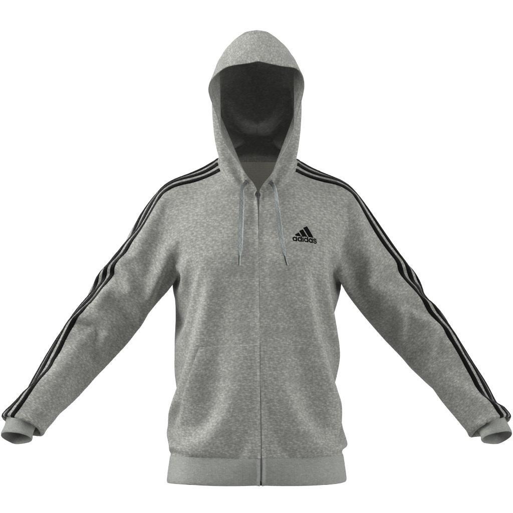 Essentials French Terry 3-Stripes Full-Zip Hoodie, Grey, A901_ONE, large image number 4