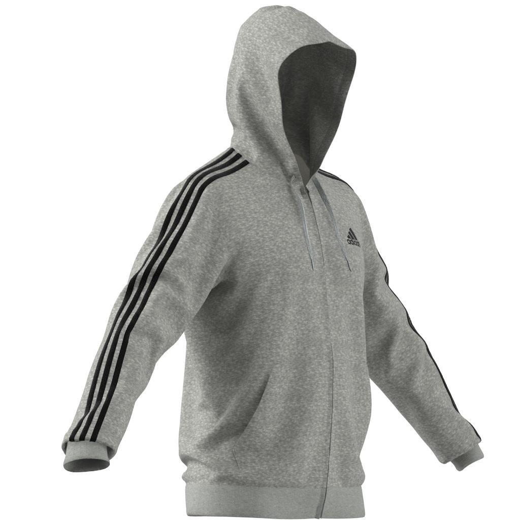 Essentials French Terry 3-Stripes Full-Zip Hoodie, Grey, , large image number 6