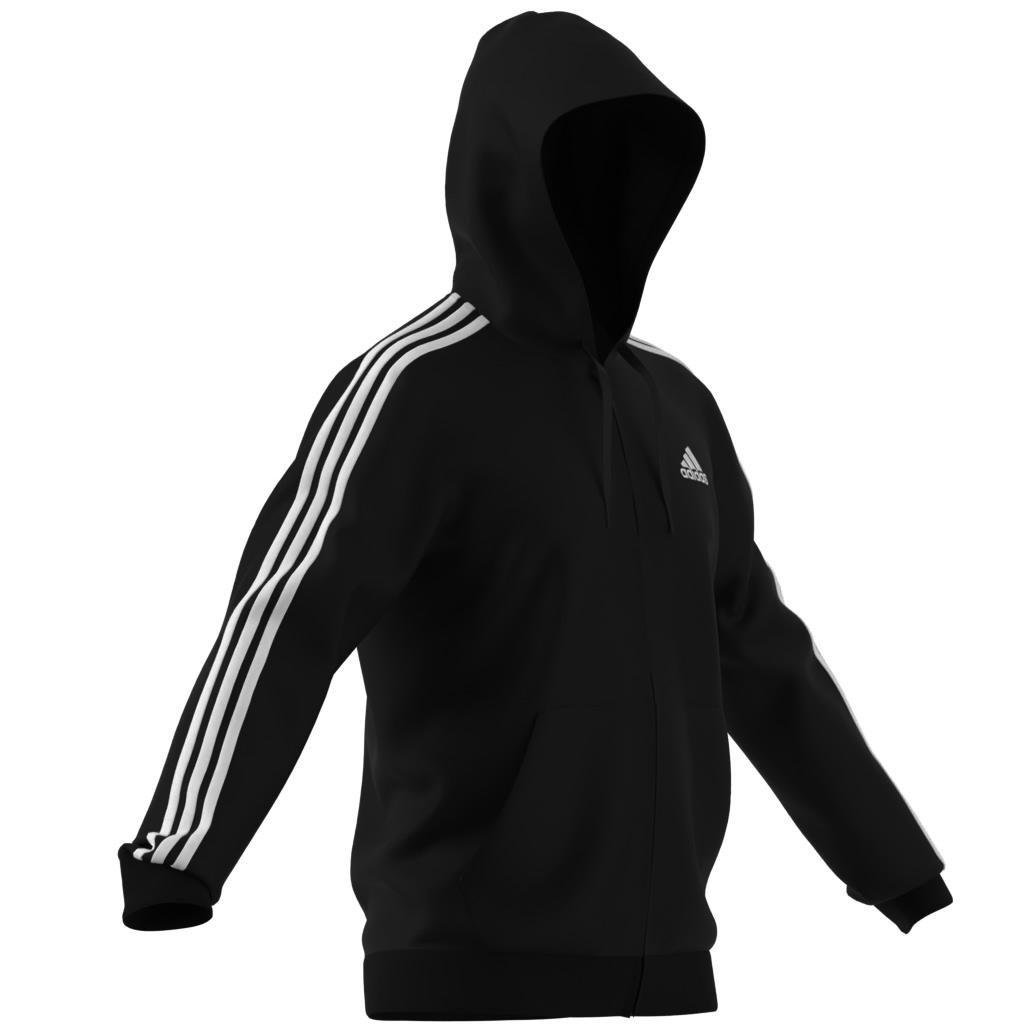 Essentials Fleece 3-Stripes Full-Zip Hoodie, Black, , large image number 3