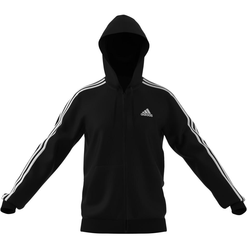 Essentials Fleece 3-Stripes Full-Zip Hoodie, Black, A901_ONE, large image number 4