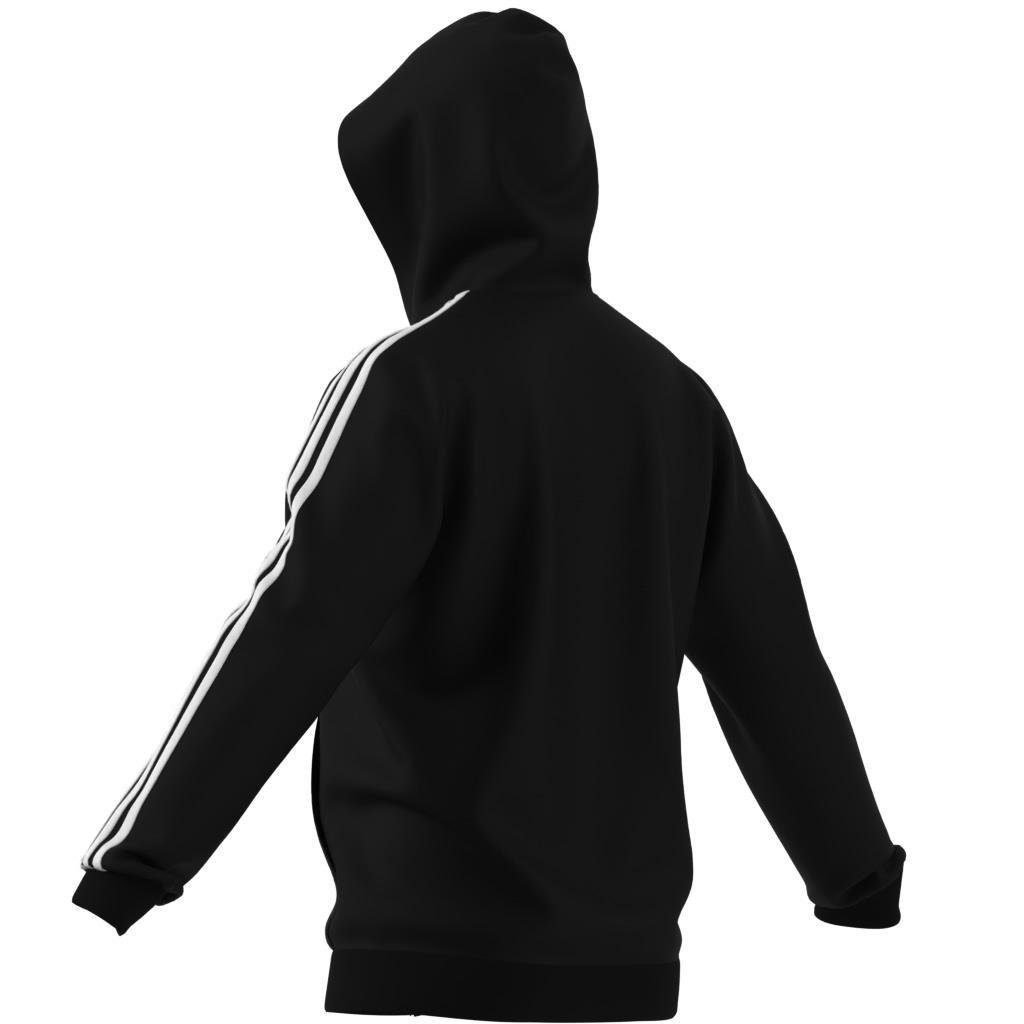 Essentials Fleece 3-Stripes Full-Zip Hoodie, Black, A901_ONE, large image number 7