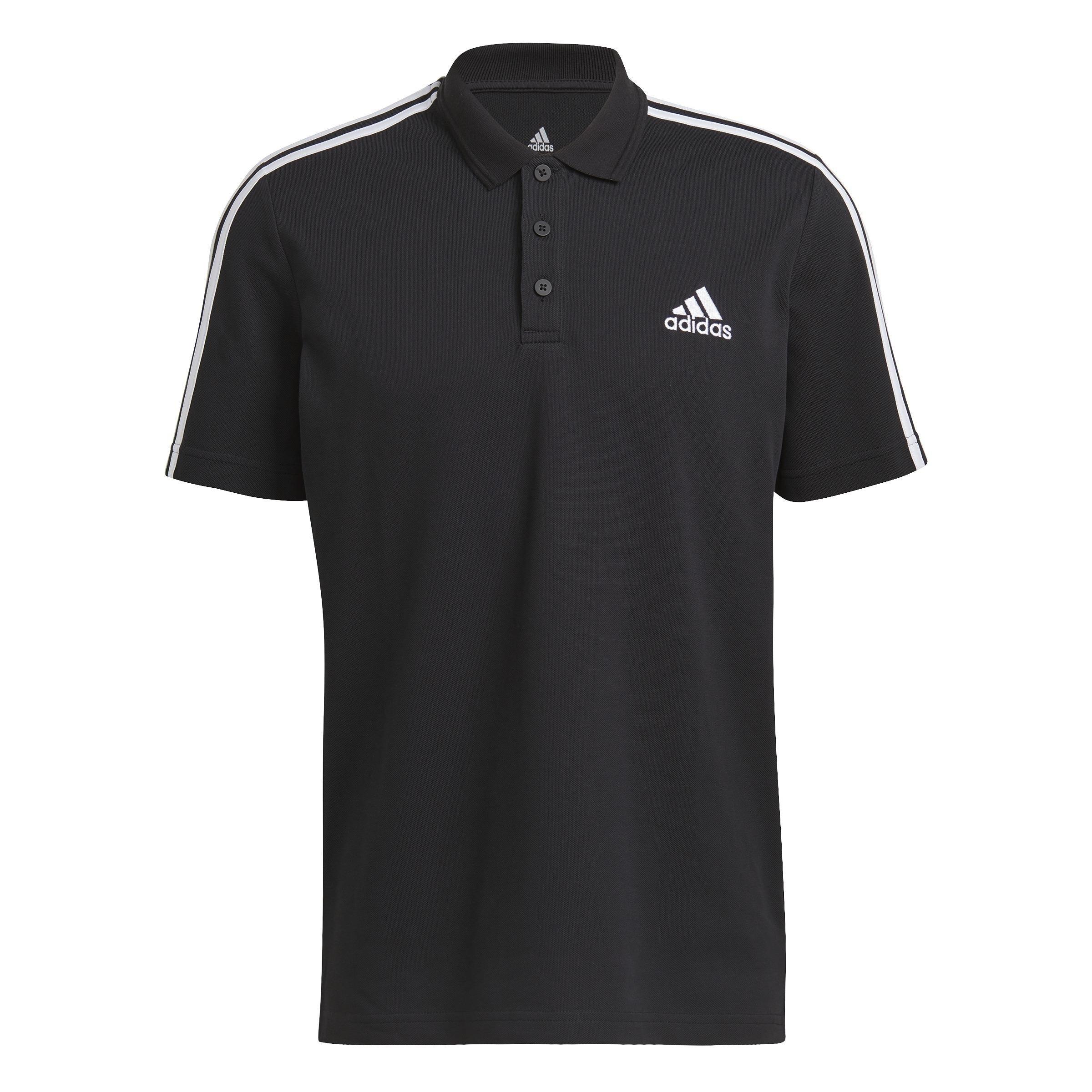 Aeroready Essentials Piquee Embroidered Small Logo 3-Stripes Polo Shirt, Black, A901_ONE, large image number 0