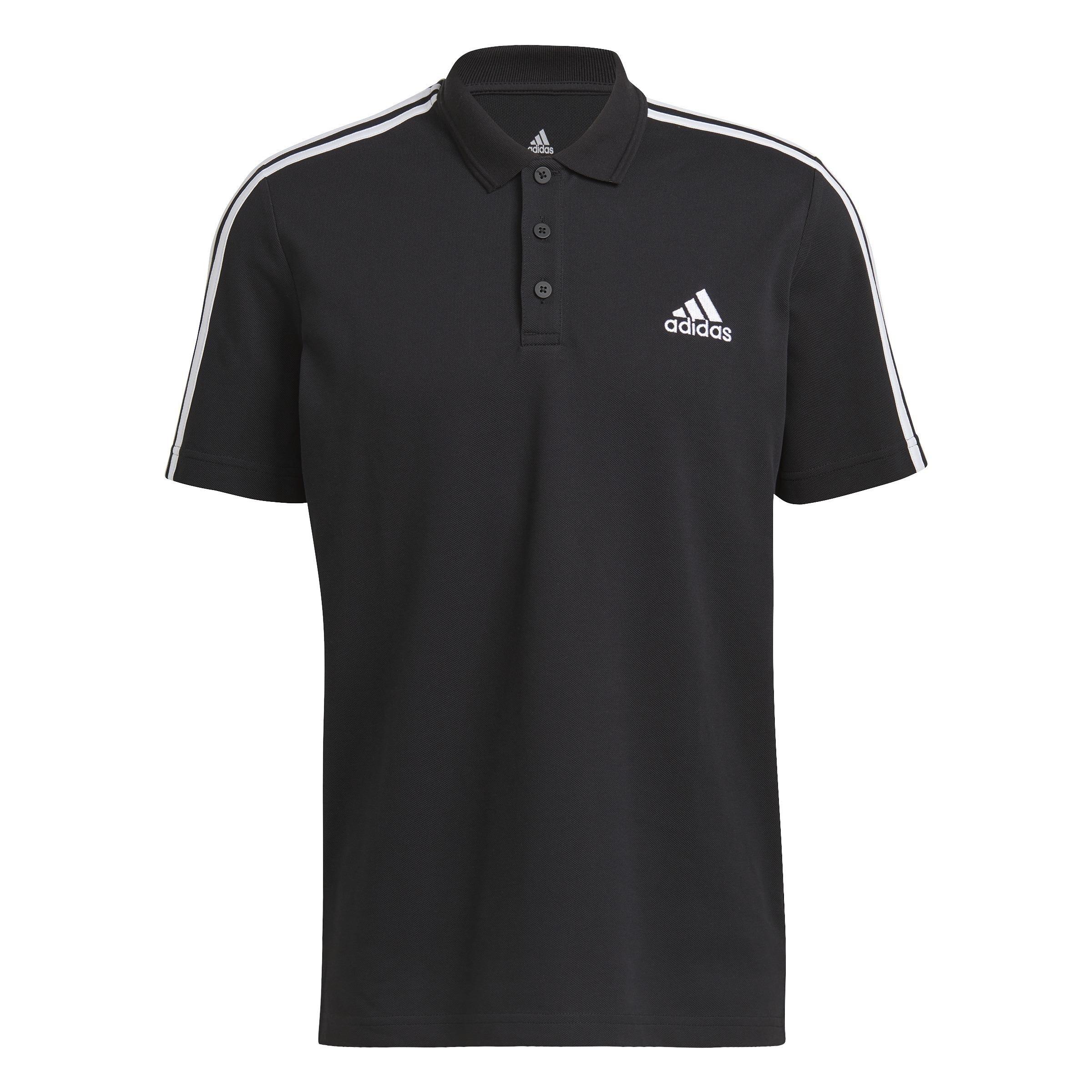 Aeroready Essentials Piquee Embroidered Small Logo 3-Stripes Polo Shirt, Black, A901_ONE, large image number 1