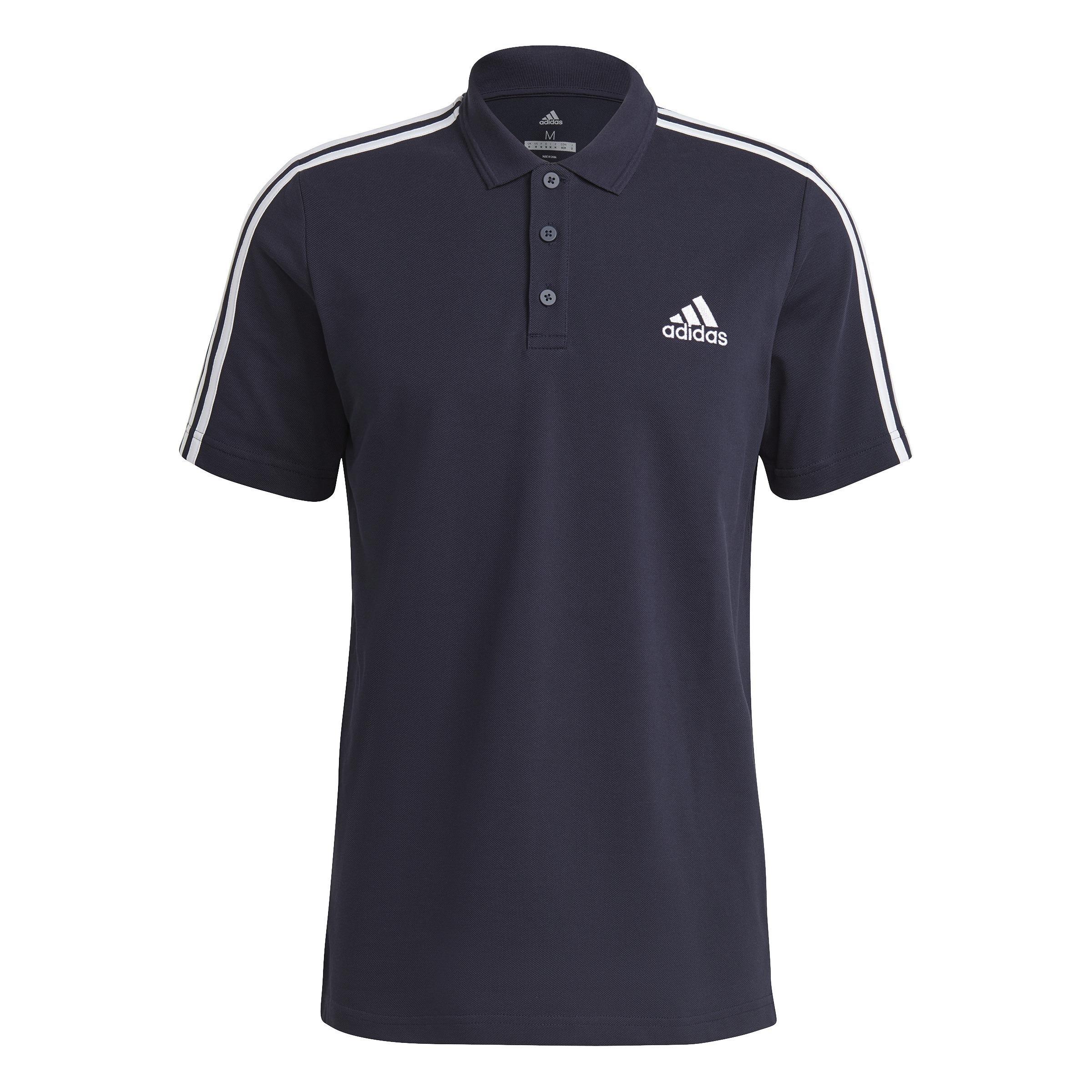 AEROREADY Essentials Piqu&eacute; Embroidered Small Logo 3-Stripes Polo Shirt, Blue, A901_ONE, large image number 0