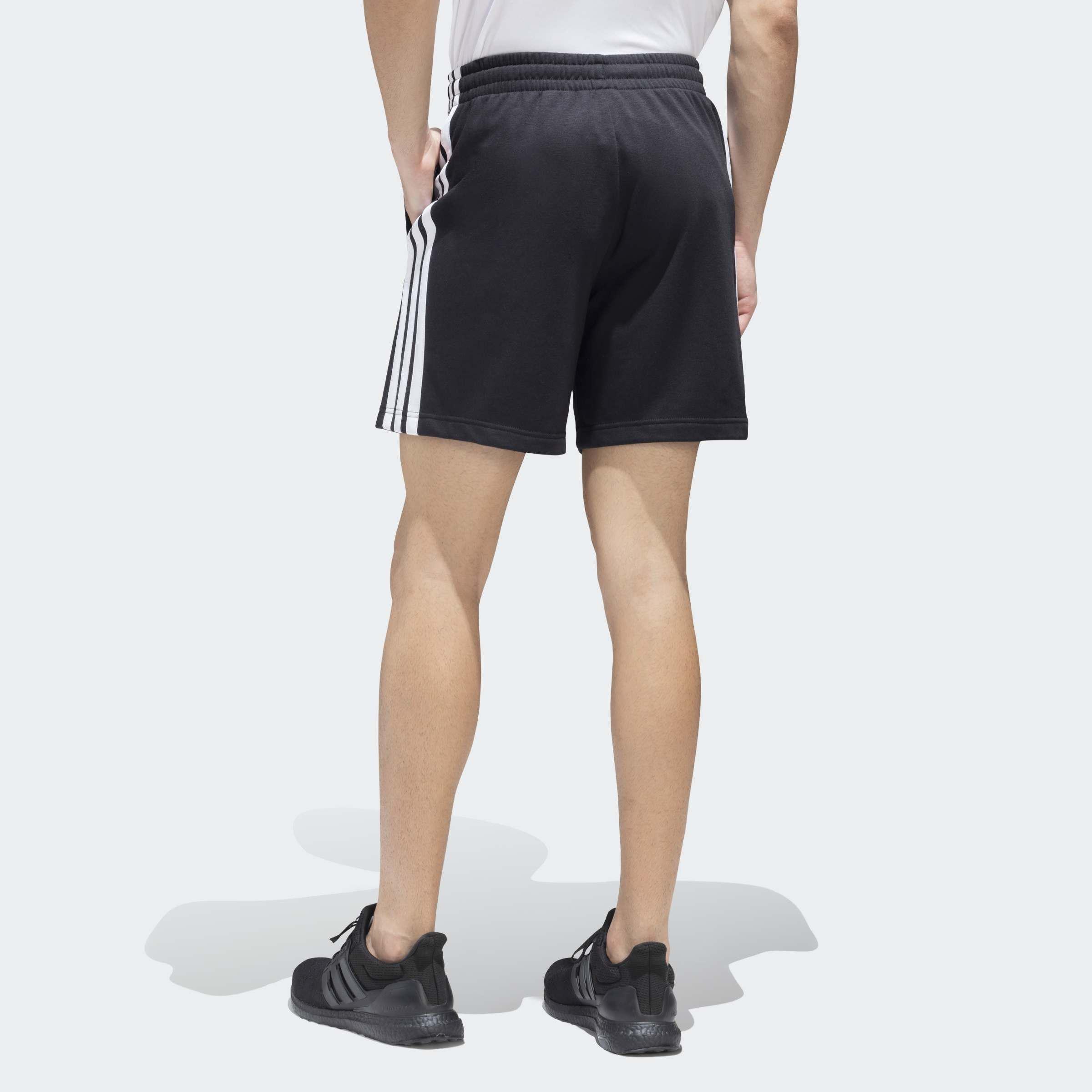 Essentials French Terry 3-Stripes Shorts, Black, A901_ONE, large image number 1