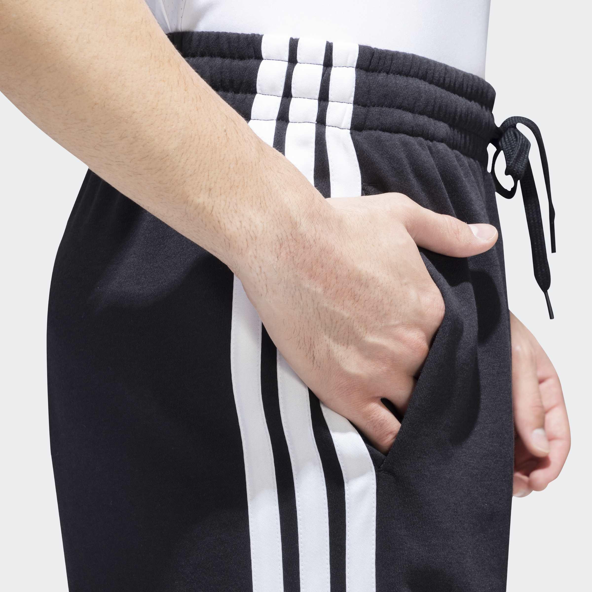 Essentials French Terry 3-Stripes Shorts, Black, A901_ONE, large image number 2