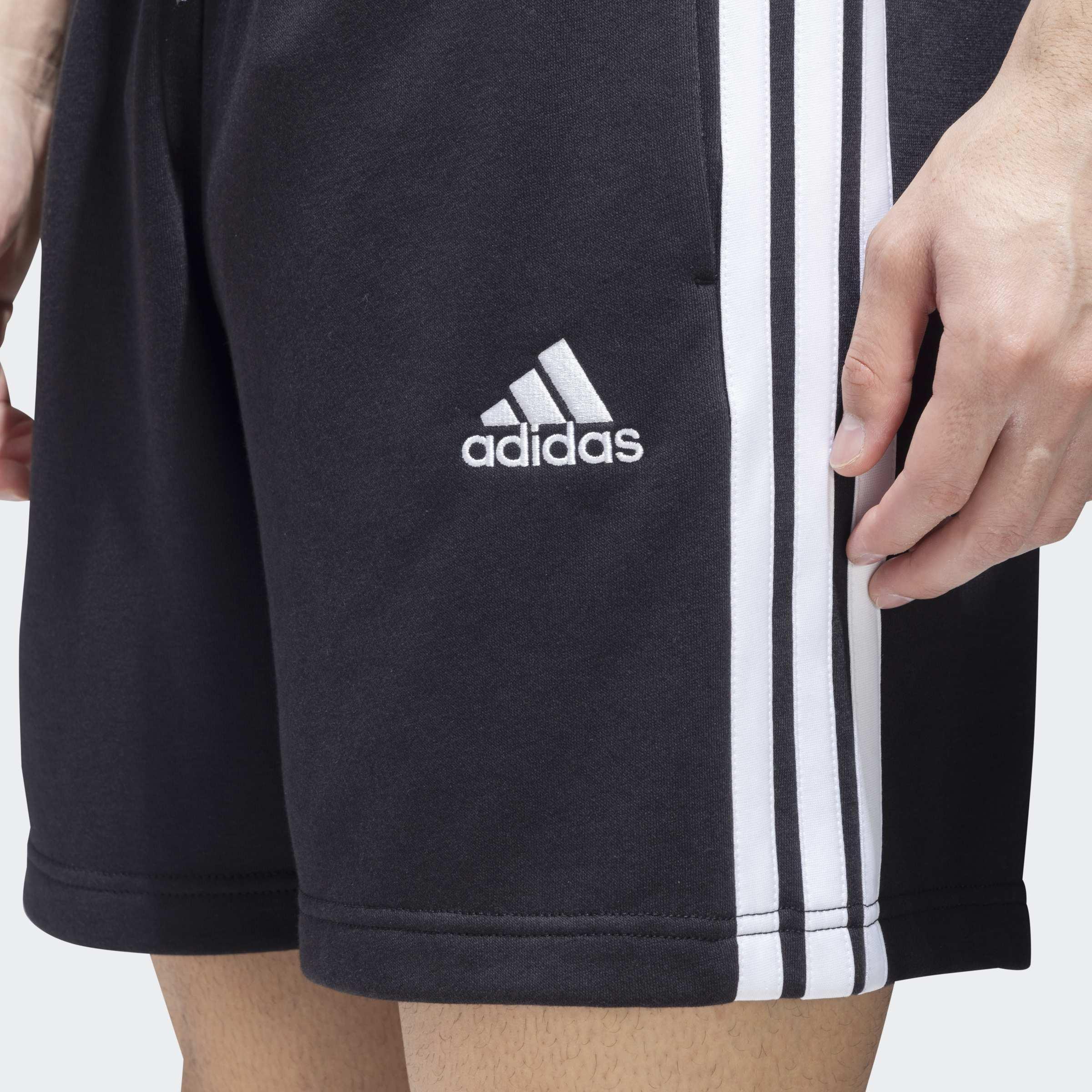 Essentials French Terry 3-Stripes Shorts, Black, A901_ONE, large image number 4